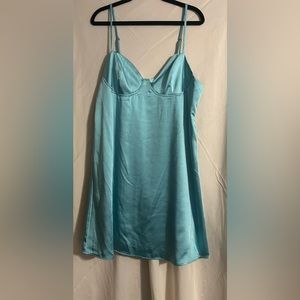 Teal satin slip dress size large.